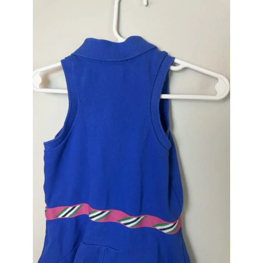 POLO RALPH LAUREN Blue Iris Cotton Sleeveless Polo Dress 3/3T